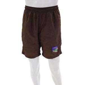 Staycoolnyc Mens Drawstring Hiker Patch Detail Athletic Shorts Brown Size S